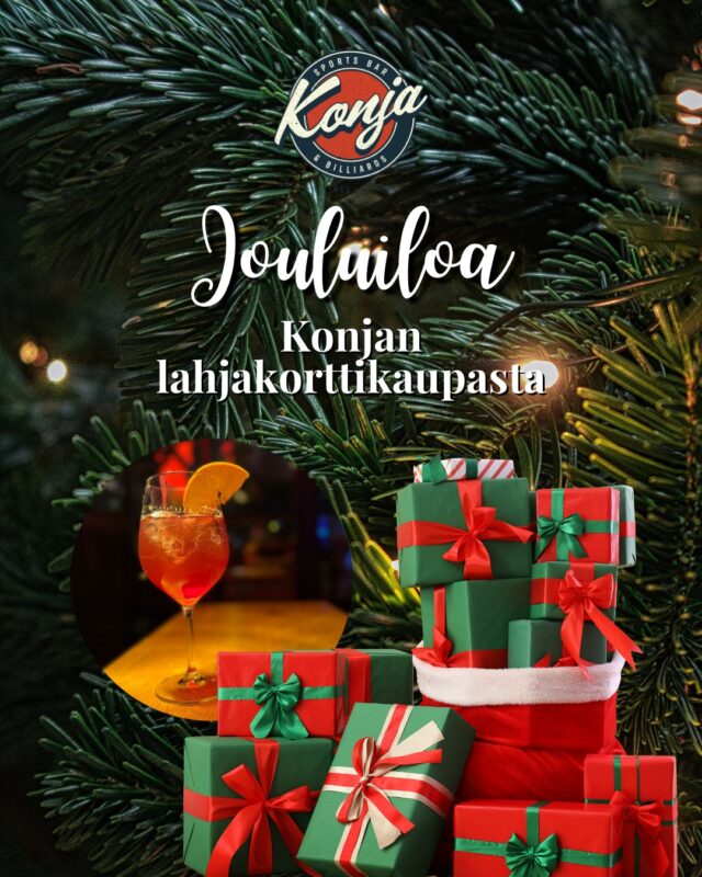 Perinteistä Malmilaista lämmintä pubitunnelmaa joulupaketissa 🎁🎅

Konjan lahjakortti on täydellinen lahja mukavien hetkien ystävälle - kurkkaa kauppaan ja nappaa joulun vaivattomimmat paketit frendeille🍻🎉 Nämä lahjakortit toimitetaan sinulle (tai saajalle) suoraan sähköpostiin.

👉 www.lahjakortti.onniravintolat.fi/shop/category/konja

Voit myös ostaa lahjakortin meiltä Konjasta tiskiltä perinteiseen tapaan, kysy lisää henkilökunnaltamme!